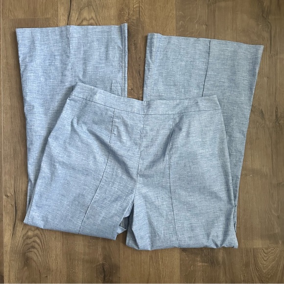 Lafayette 148 New York Blue Cotton Blend Wide-Leg High-Rise Pants - Size 14 - Picture 4 of 10